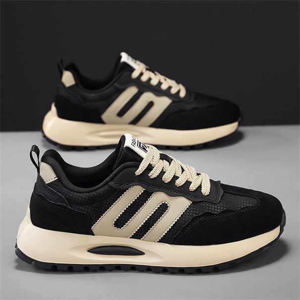 2026 Fashion Sneakers Jogging Shoes Men Artificial PU Splicing Low Top Lace-Up Breathable Soft Sole Non-Slip Wear-Resistant Lightweight Running Shoes_desvips.com