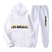 New Letter Fashion Print Unisex Sportswear Fleece Two-Piece Loose Hoodie Set_desvips.com