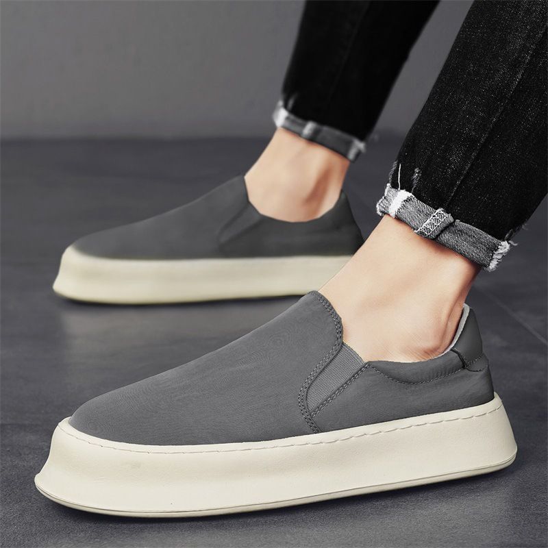 Loafers men 2024 summer new style sneakers men thick sole slip-on canvas shoes men's breathable versatile casual shoes_desvips.com