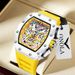Luxury Men's ONOLA Fashion Casual Multifunctional Silicone Tape Waterproof Quartz Watch White_desvips.com