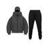 New Double Hood Hooded Sweatshirt DIY Plain Men And Women Autumn Winter Couple Zipper Hoodie Sweatpants Set_desvips.com