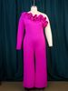 Women's oblique collar ruffle jumpsuit Commuter style high waist casual tights Jumpsuit_desvips.com