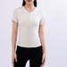 llulu Same Henley Shirt Spring And Summer Short-sleeved T-shirt Knitted Waist Thin Bottoming Shirt Sports Yoga Clothes Top Women_desvips.com