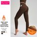 Women's Fleece Lined Thickened Yoga Pants High Elasticity Tight Fit Seamless Running Pants With Peach Shaped Hip Belt Pockets_desvips.com