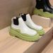 New 2026 Thick-Soled Martin Unisex Avocado Color Chimney Square Toe Genuine Leather Short Boots Large Size_desvips.com