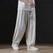 Men's Summer Loose-fitting Linen With A Drapey Feel, Wide-leg Casual Trousers, New Chinese-style Large-size Cotton-linen_desvips.com