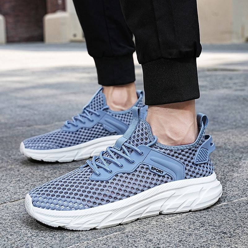 Men's lace-up sneakers with breathable mesh tops_desvips.com