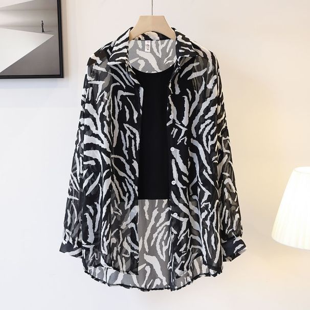 Summr 2025 Nw Arrival Lopard Print Sun Clothing Womn's Mid Long Lngth UV Protction Air Conditioning Shirt Tops_desvips.com