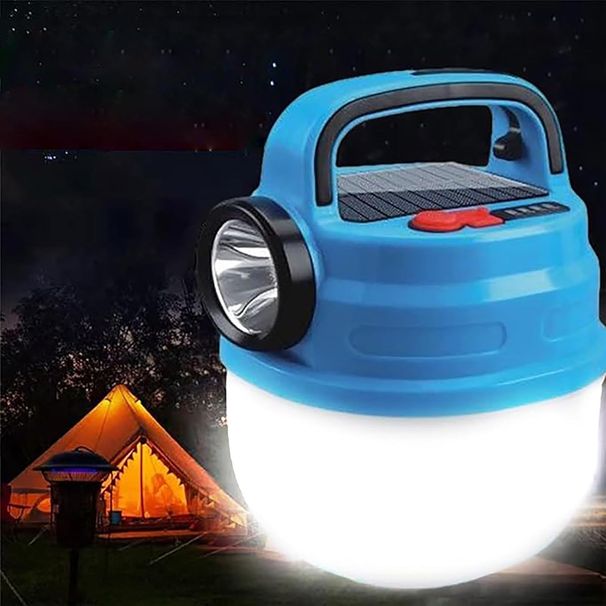 Portable Outdoor Camping Light, Solar Powered&USB Charging Camping Tent Lantern, With 6 Light Modes, IP65 Hanging Tent Light For Outside (Large-Blue)_desvips.com