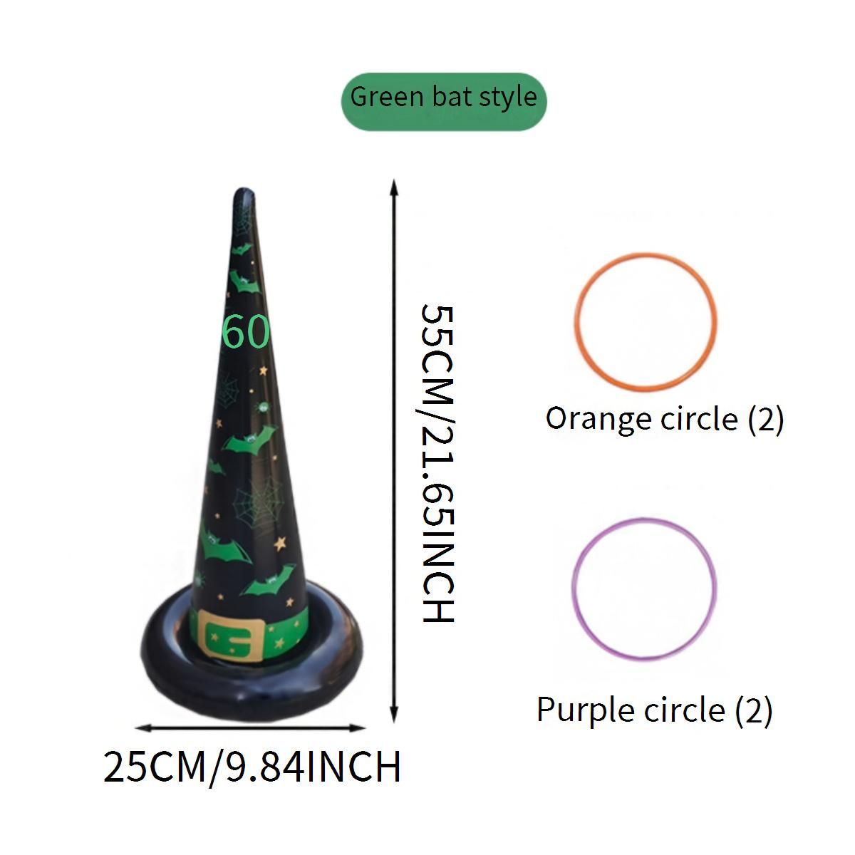 Inflatable Witch Hat Ring Toss Game Halloween Party Activity With 3 PVC Hats Hoops Spooky Fun For Kids Adults_desvips.com
