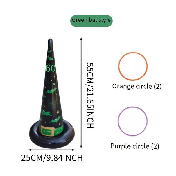 Inflatable Witch Hat Ring Toss Game Halloween Party Activity With 3 PVC Hats Hoops Spooky Fun For Kids Adults_desvips.com