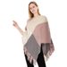 Large Checkered Color-blocked Knitted Warm Shawl European And American Autumn And Winter New Imitation Cashmere Tassel Pullover Cape_desvips.com