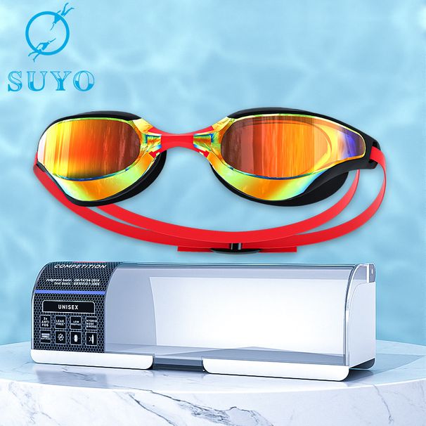 Swimming Caps Adult Waterproof And Anti Fog Swimming Goggles Swimming Cap Four Piece Set Electroplating High Definition Swimming Goggles_desvips.com