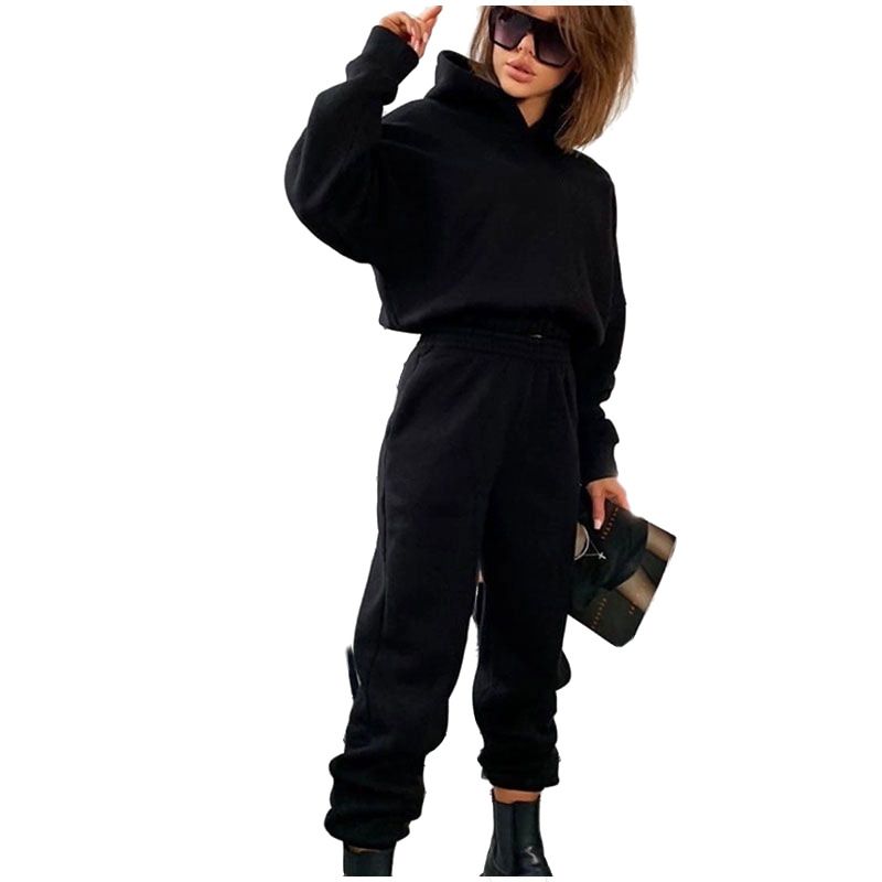 Women's Clothing autumn and winter new hooded sweatshirt casual sports suit_desvips.com