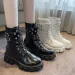 Thick Bottom Lace Up British Style Plush Insulation Patent Glossy Leather Motorcycle Boots Women Cool_desvips.com