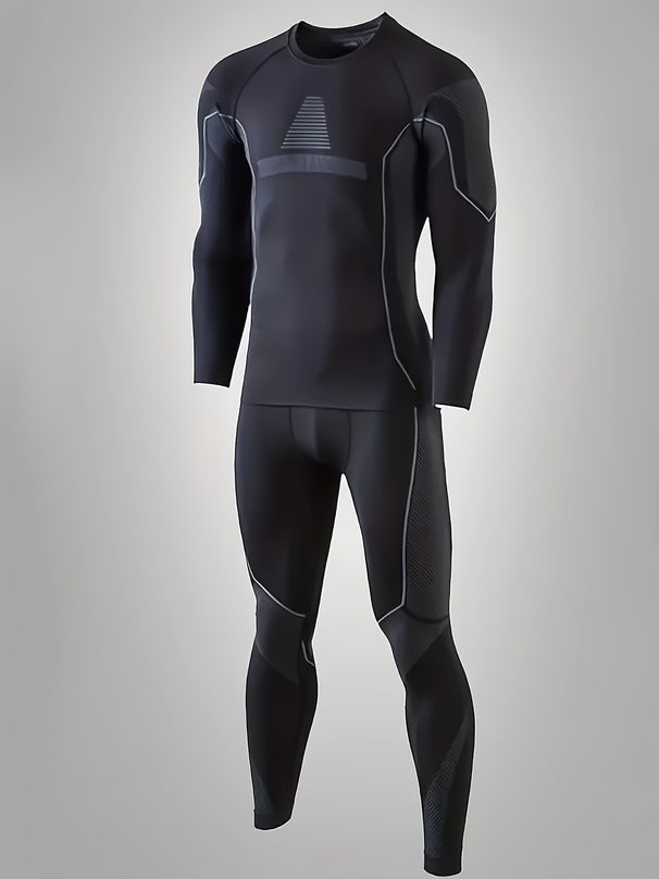 Men's Autumn Winter Quick Drying, Sweat Absorbing, Running Fitness Sports Outdoor Set, Windproof And Warm Underwear_desvips.com