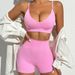 Cross-Border Sexy Bra Strap Yoga Outfit For Women Summer High Waist Tummy Control Sports Tight Shorts Fitness Set_desvips.com