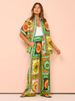 Women's Clothing fashion personality printing short-sleeved holiday leisure loose tie suit_desvips.com