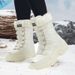 Women's Waterproof Mid-Calf Snow Boots Winter Warm Outdoor Fashion Fur-Lined Anti-Slip Hiking Boots_desvips.com