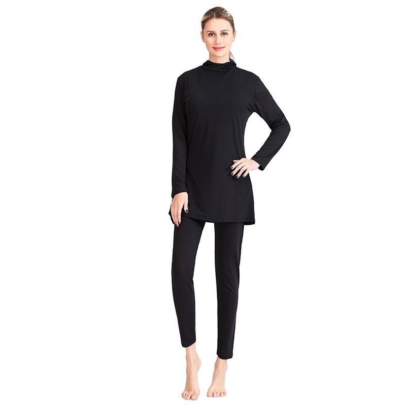 Muslim Swimwear Women's Long Sleeved Sunscreen Conservative Swimsuit Split Two Piece Hot Spring Vacation With Hat Swimsuit_desvips.com
