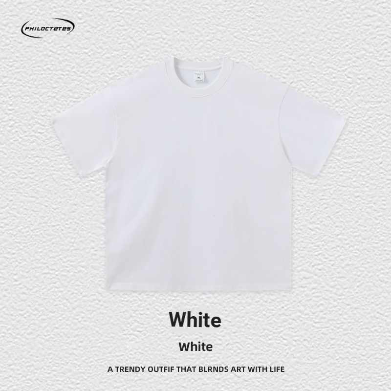 260G Color Double Yarn American Heavy Short Sleeve T-shirt For Men And Women_desvips.com