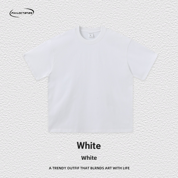260G Color Double Yarn American Heavy Short Sleeve T-shirt For Men And Women_desvips.com