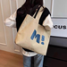 Canvas Bag Women's Large Capacity Sturdy Supermarket Shopping Bag Simple And Versatile One-shoulder Tote Bag_desvips.com