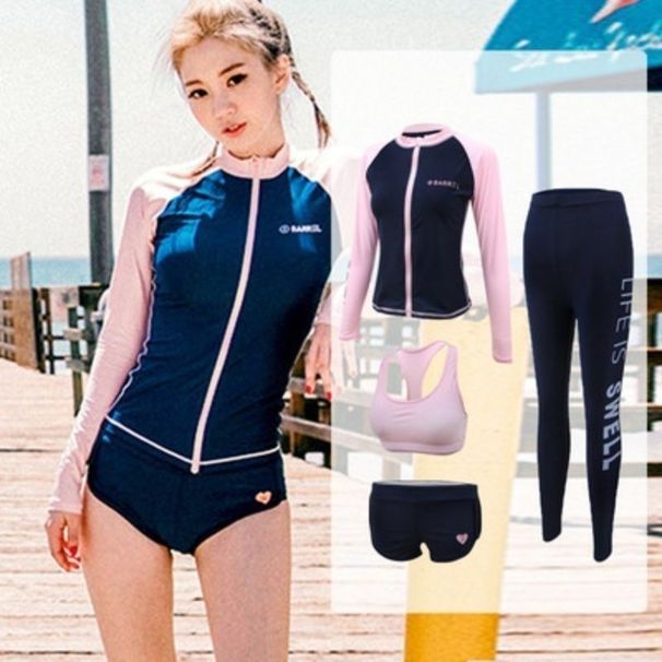 Korean Couple Diving Two-Piece Snorkeling Swimsuit Women Conservative Long Sleeve Sun Protection Quick-Dry Surfing_desvips.com