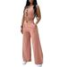 Women's clothing solid color short vest vest drape high waist wide leg pants suit_desvips.com