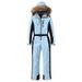 001 Women's Slim Fit Winter Outdoor Windproof Waterproof Warm Jacket Double Board Ski Suit One-Piece_desvips.com