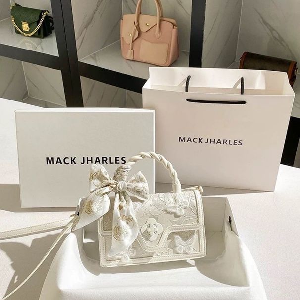 French Niche Design Fairy Bow Handbag Women's 2025 New Braided Small Square Bag_desvips.com