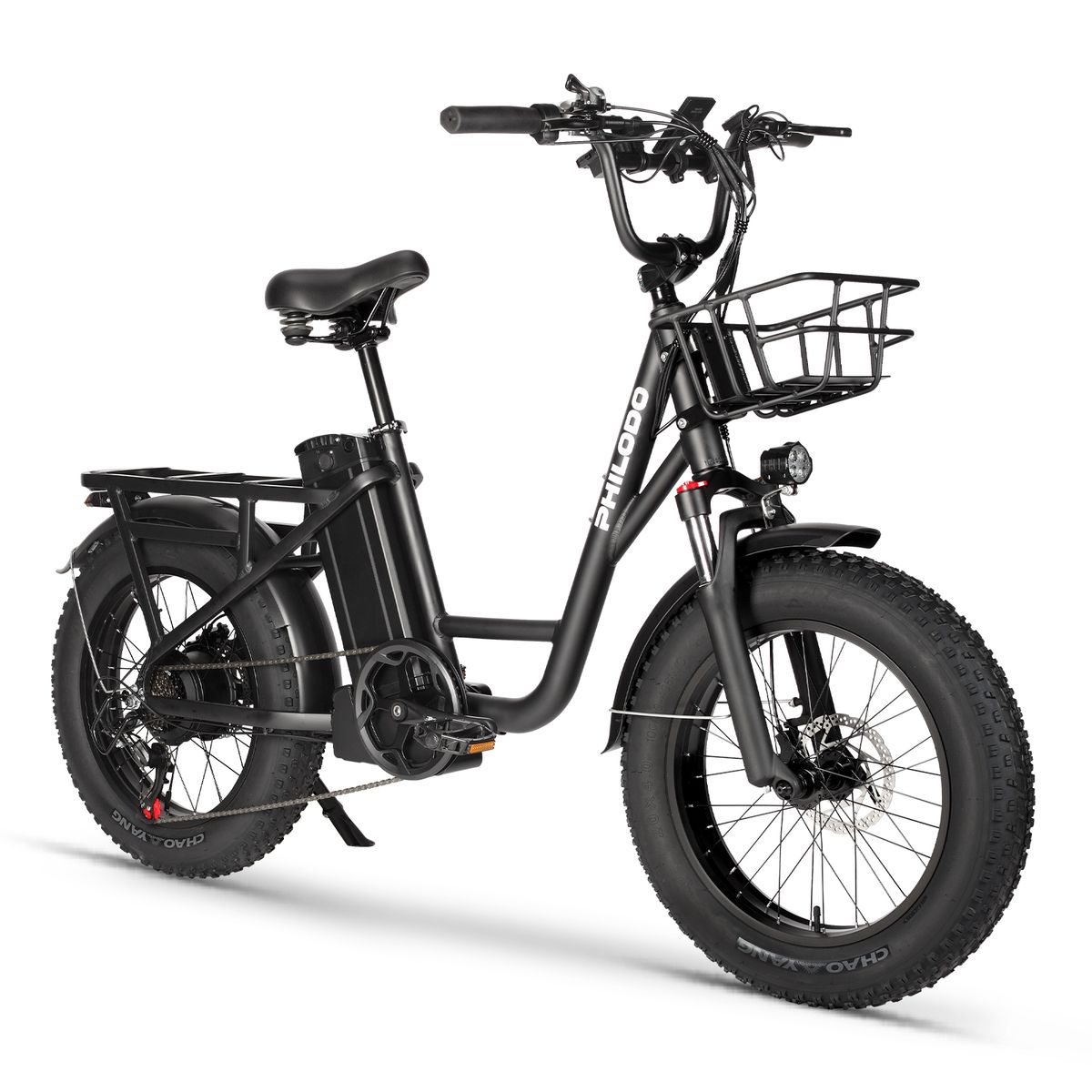 PHILODO T1 Electric Cargo Bike, 48V 20Ah Battery, Front Basket & Rear Rack With Turn Signals_desvips.com