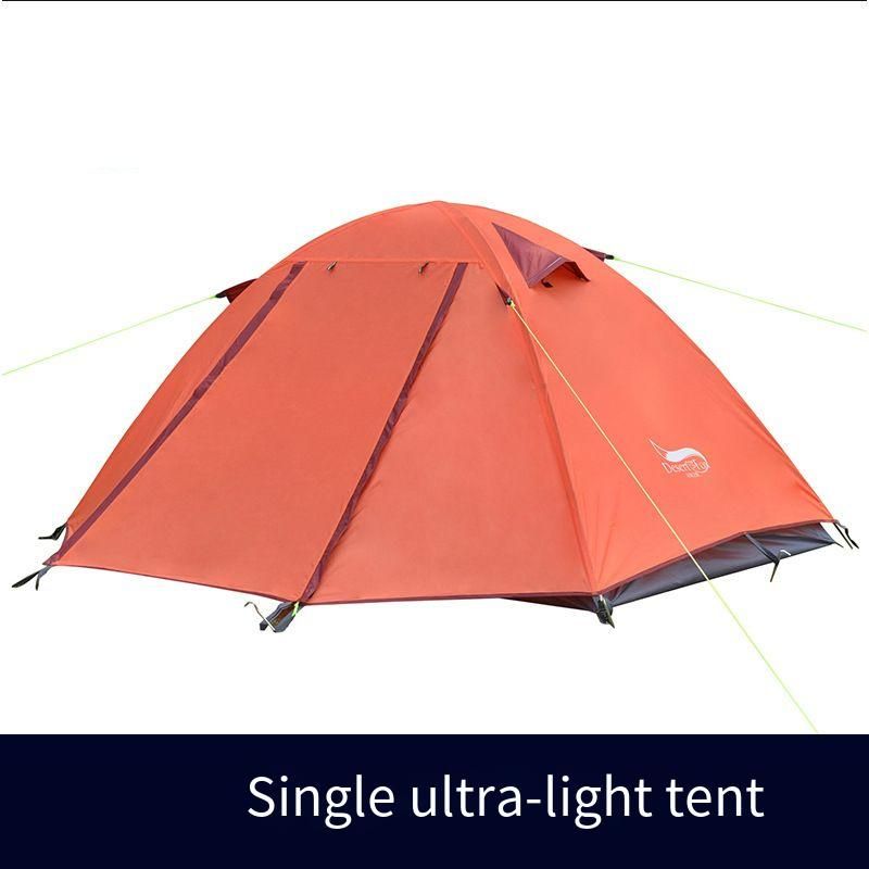 Outdoor single double-decker camping tent aluminum pole professional rain and wind camping tent_desvips.com
