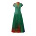 Women's Clothing rainbow print short sleeved loose skirt women's two piece suit_desvips.com