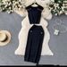 Women's Clothing sleeveless tops all match high waist skirt temperament lady style two piece suit_desvips.com