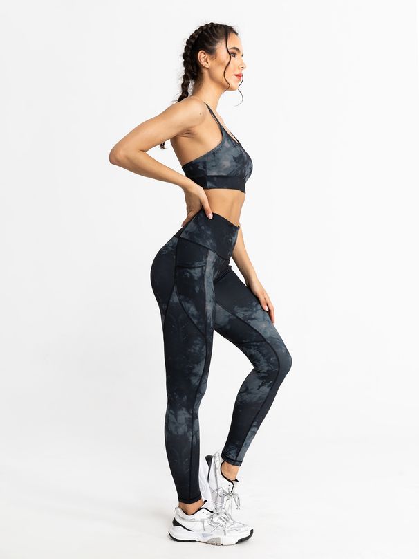 PeakGo European And American High Waist Tie-Dye Yoga With Pockets, Fitness Peach Lift, Stretchy, Tight-Fitting, Quick-Dry_desvips.com