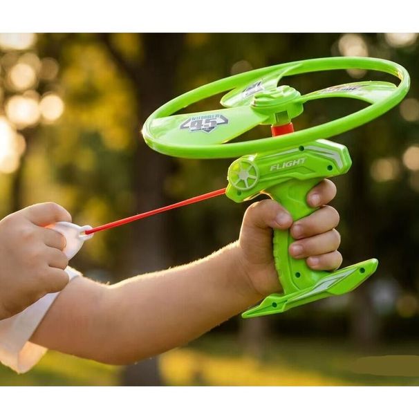 Bamboo Dragonfly Disc, Hand-pulled String Launcher, Rotating Flying Outdoor Children's Toy For Parent-child Interaction_desvips.com