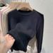 Women's Fleece-Lined Knit Sweater Winter Warm Thickened Turtleneck Pullover Casual Solid Color Top_desvips.com