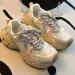 Women's Grey Pink Chunky Breathable Mesh Platform New Lightweight Versatile Thick-Soled Dad Shoes Fashion Sneakers_desvips.com