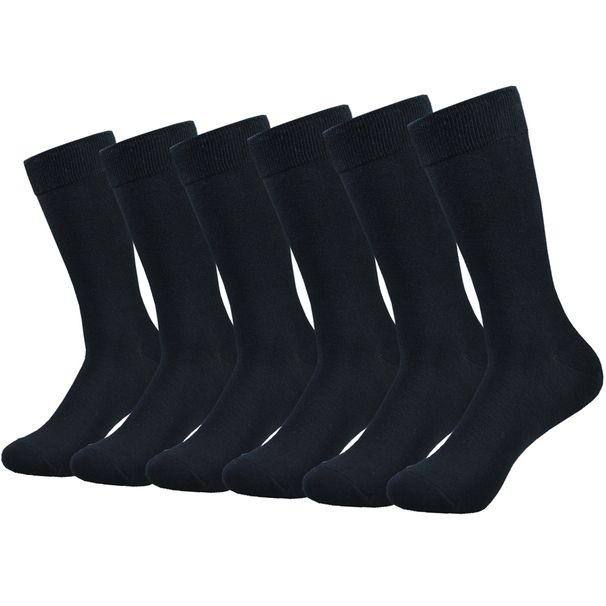 6 Pairs Men's Black Cotton Dress High Quality Long Calf Socks Autumn Winter Sweat Resistant Anti Odor_desvips.com