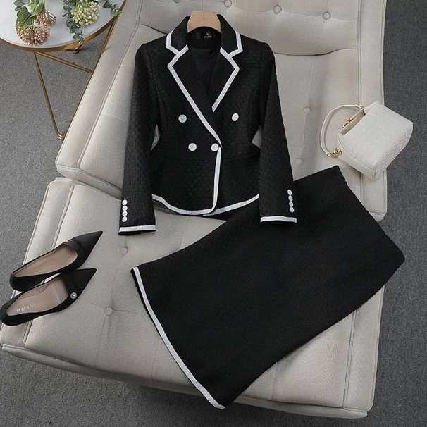 Women's Clothing tweed fishtail skirt suit fashionable temperament professional suit formal wear_desvips.com