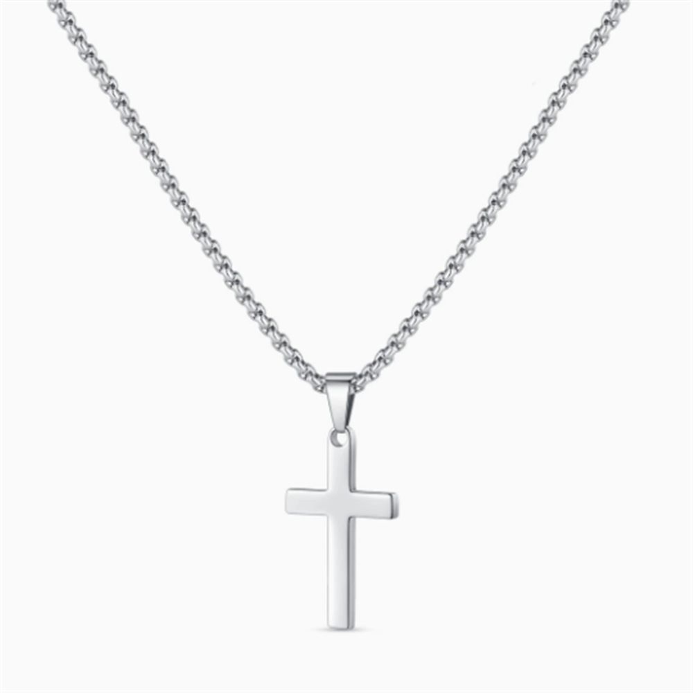 Cross Necklace For Men, Fashionable Vacuum-plated Necklace, Trendy And Cool, Unisex Stainless Cross Pendant Jewelry,_desvips.com