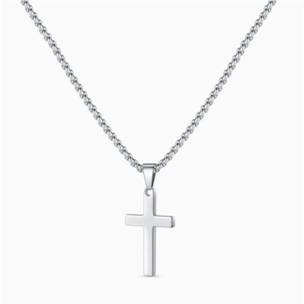Cross Necklace For Men, Fashionable Vacuum-plated Necklace, Trendy And Cool, Unisex Stainless Cross Pendant Jewelry,_desvips.com