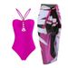 New Positioning Print Swimsuit Women's One-piece Belly Cover-up Slimming Sexy Sunscreen Gauze Skirt Beach Bikini Set_desvips.com