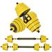Set Manubri Regolabili 2 In 1 Con Barra Bilanciere, Pesi Manubri Pesi Con 12 Dischi Per Allenamento Casa/Palestra, Nero E Giallo_desvips.com