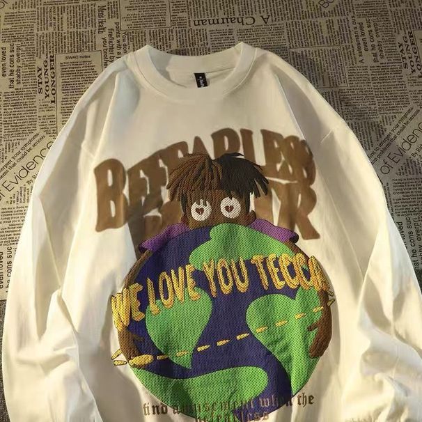 100% Cotton Trendy American Style Casual Printed Hip Hop Ins Loose Fit Autumn Long Sleeve T-Shirt For Men And Women_desvips.com