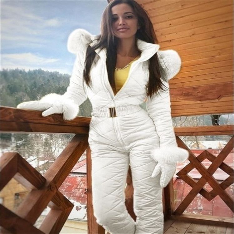 Women'sSports & Outdoor Winter Ski Suit With Hood - Waterproof Windproof Snowsuit For Outdoor Sports, (White/Yellow/Navy/Black/Pink, S-5XL)_desvips.com