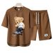 Men's Clothing 2024 Waffle Casual Summer Suit Men's Loose Teen Short sleeved T shirt Shorts Handsome Two piece Suit_desvips.com