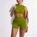 Seamless Hip Lifting Yoga Suit Set Tummy Control Fitted Running Sports Fitness Vest Two Piece Outfit for Women_desvips.com
