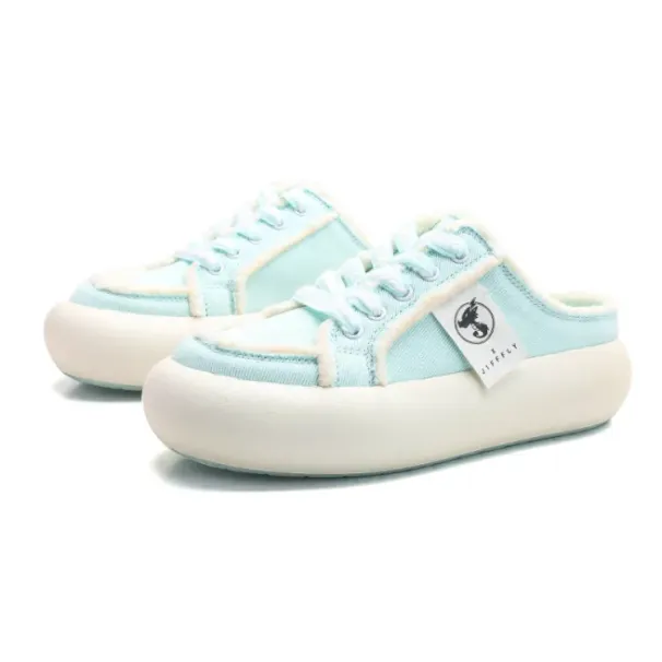 Canvas For Women In Autumn And Winter 2025, Versatile, Soft Soled , Half Slip Slippers, Casual Shoes, Designer Shoes_desvips.com